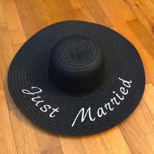 New Just Married Straw Sun Floppy Hat